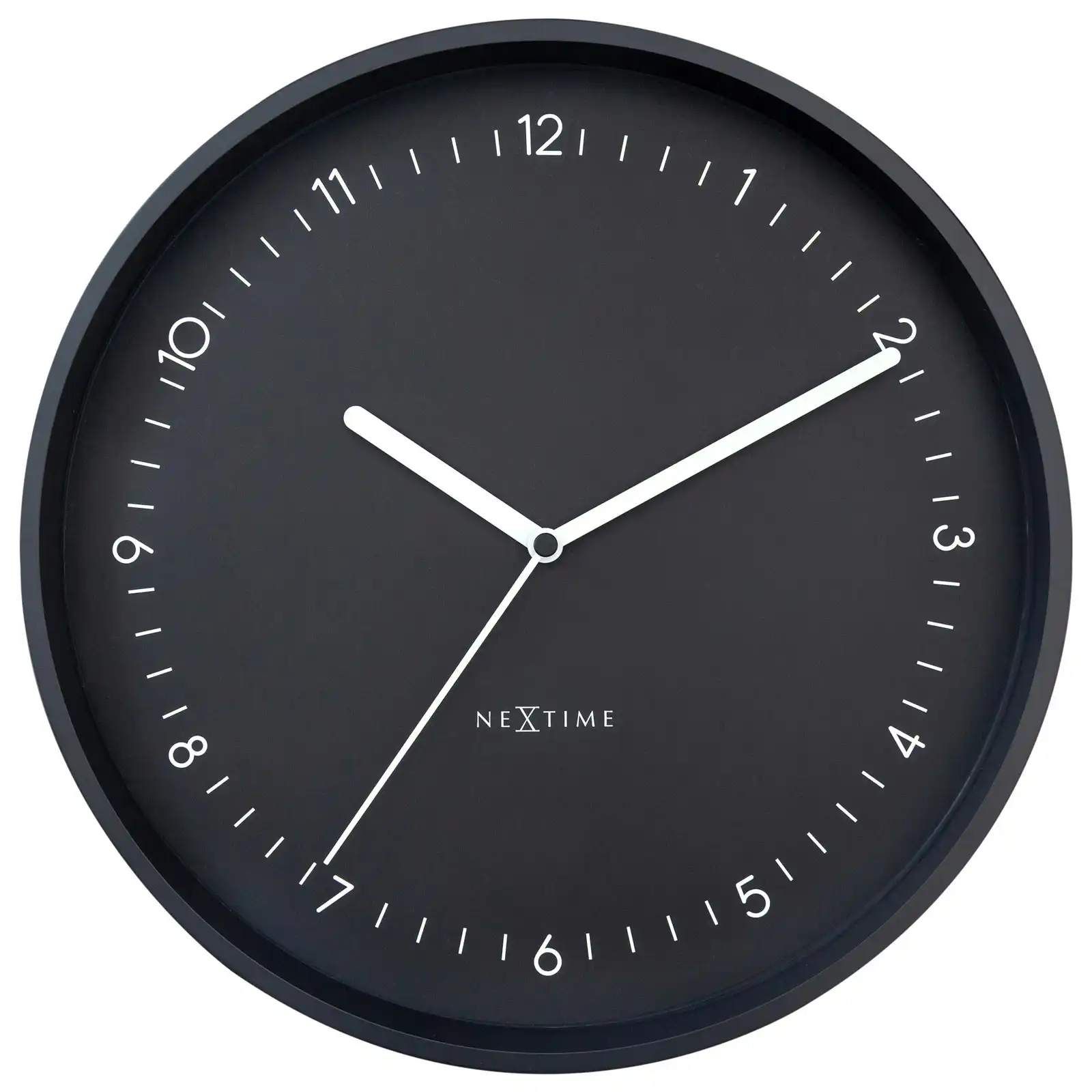 NeXtime Berlin Glass Analogue 30cm Hanging Wall Clock Decor Silent Sweep Black