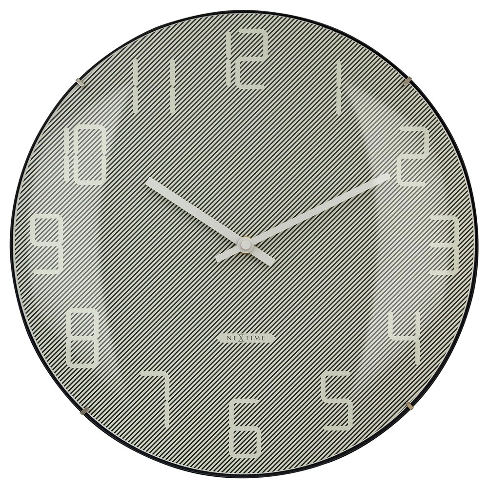 NeXtime Shade Glass Analogue 35cm Hanging Wall Clock Decor Silent Sweep Grey