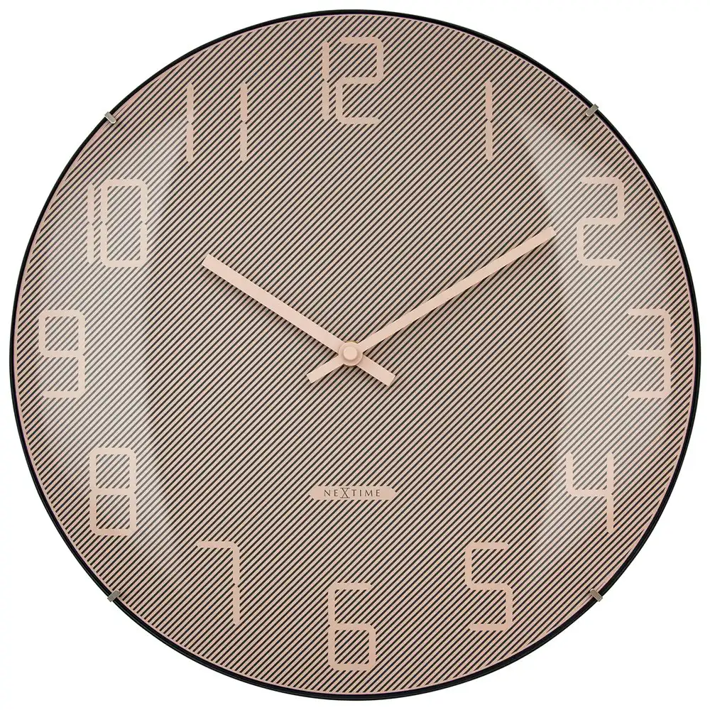 NeXtime Shade Glass Analogue 35cm Hanging Wall Clock Decor Silent Sweep Pink
