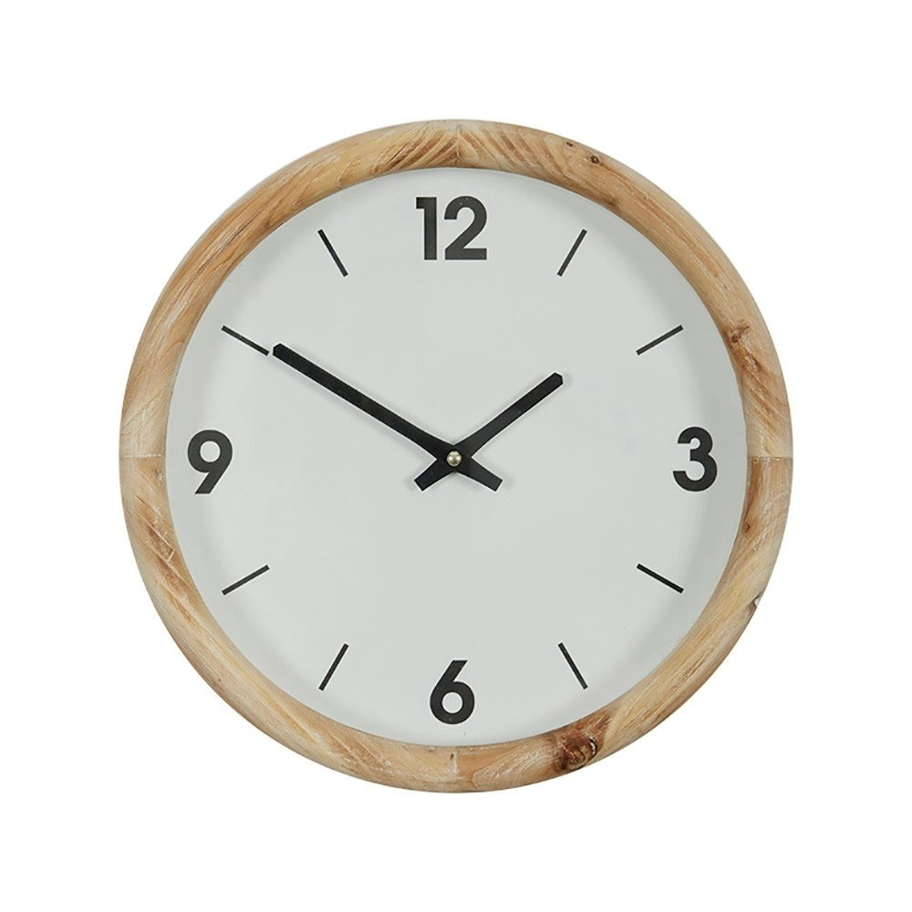 Coast To Coast Home 32cm Alma Analogue Hanging Wall Clock Wooden Round NAT/White