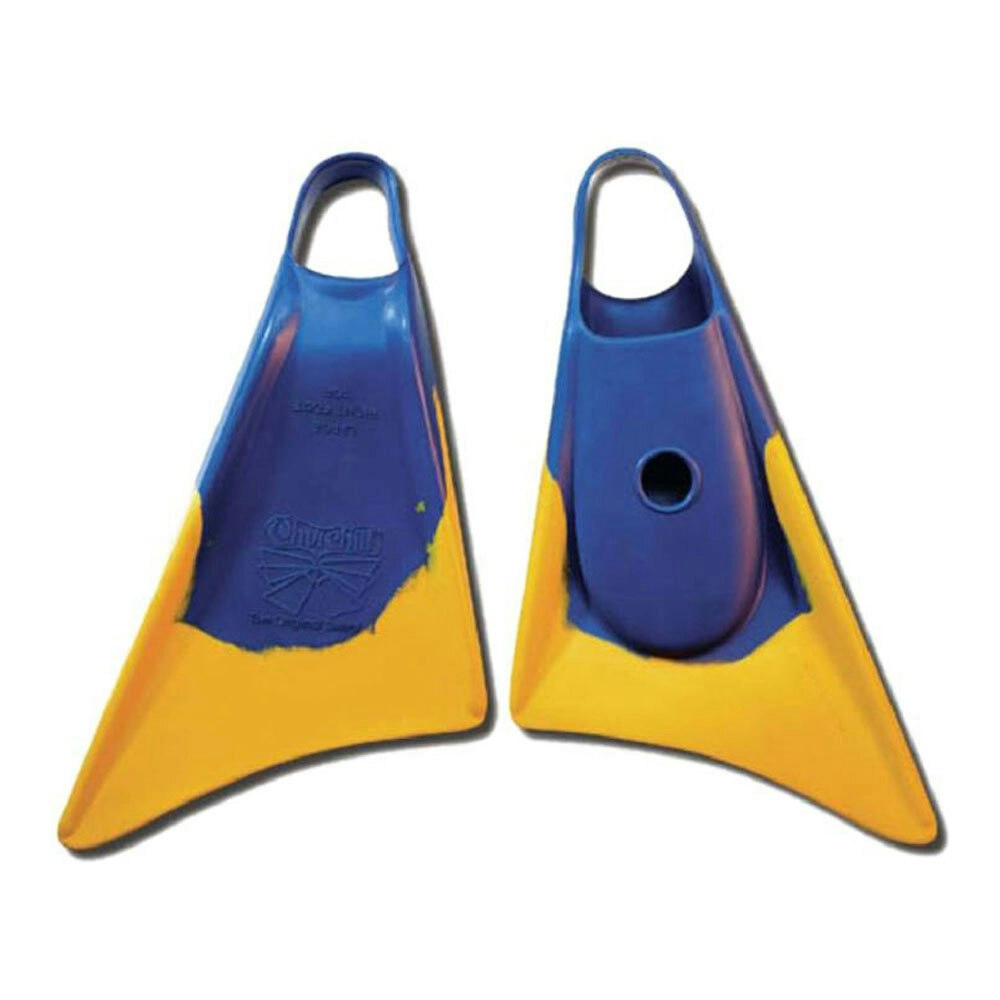 Makapuu Scuba Swimming Fin US 11-12.5 Large Rubber Training Flippers Blue/Yellow