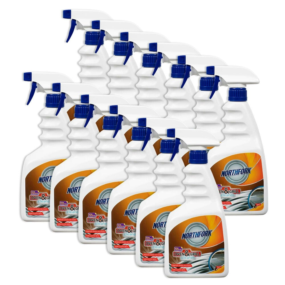 12PK Northfork Non-Caustic 750ml Oven & Grill Cleaner Liquid Spray Dirt Remover