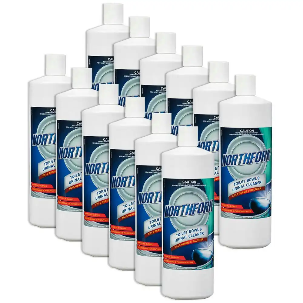 12PK Northfork 1L Toilet Bowl & Urinal Cleaner Bathroom Liquid Disinfectant