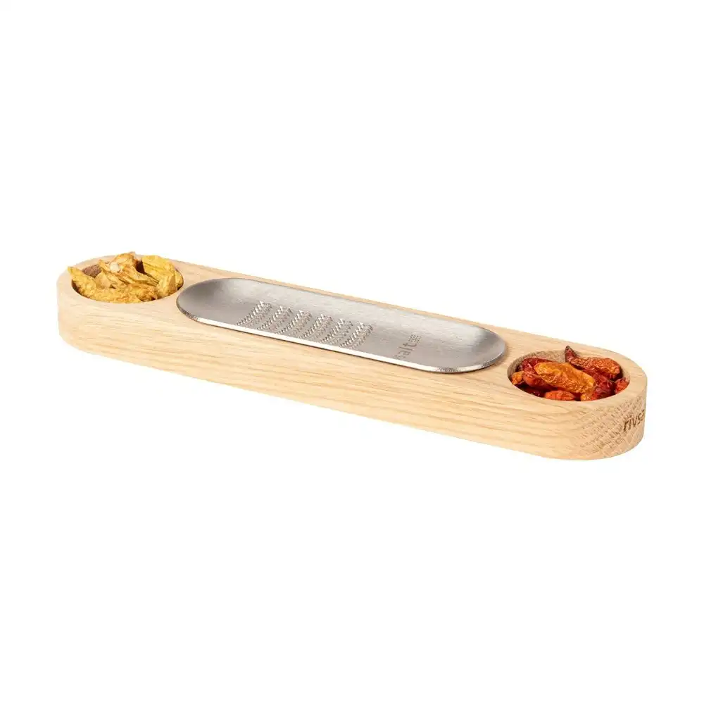 2pc Rivsalt Grater/Oak Holder w/ Dried Organic Yellow/Red Chilli Peppers Cooking