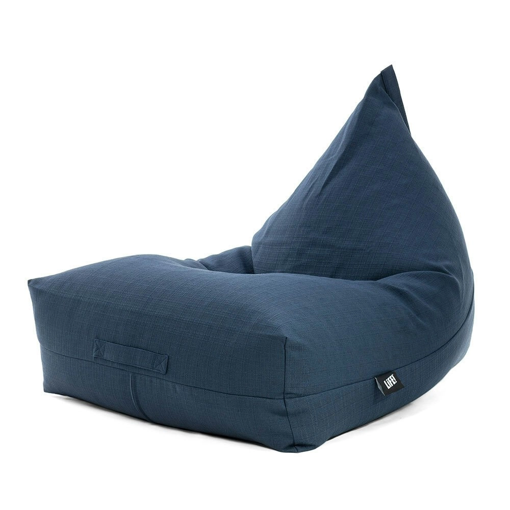 Life! Luna 80x100cm Linen Style 250L Bean Bag Adult Lounge Cover w/Liner Navy