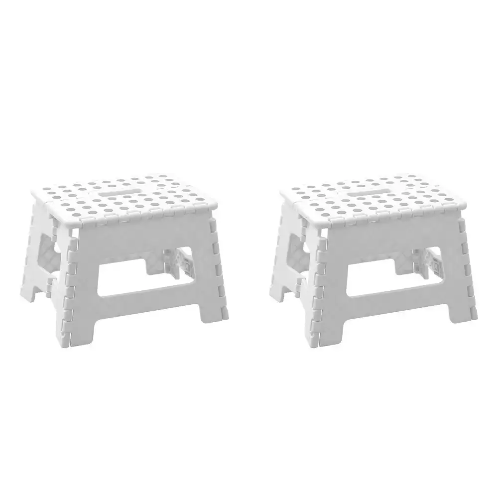 2x Boxsweden Foldaway 29x22cm Step Stool Chair Indoor/Outdoor Seat Small White