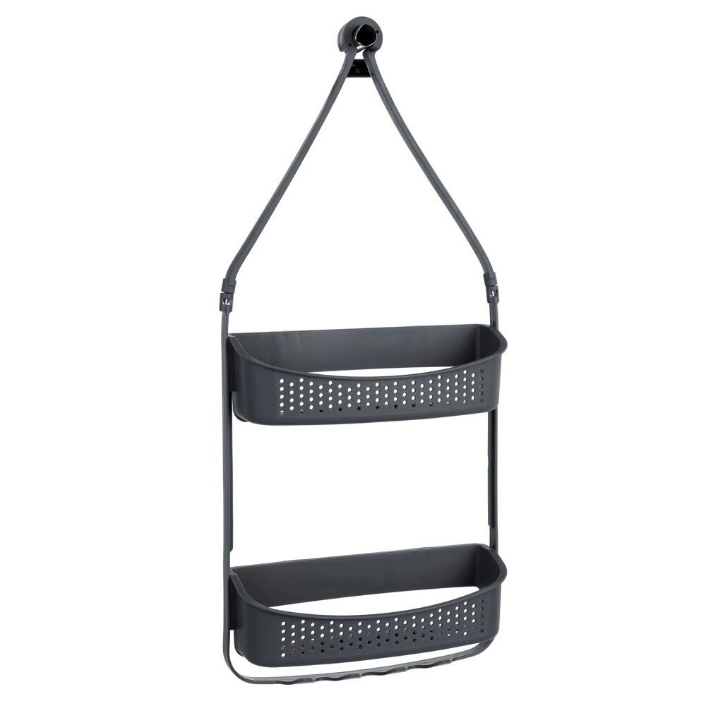 Boxsweden 2 Tier Shower Caddy Plastic Dual Hanging Storage Bath Organiser Grey