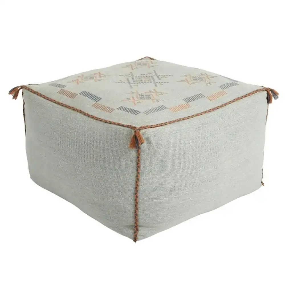 Coast To Coast Home Tayen Cotton Foot Rest Footstool Pouf/Pouffe 50x30cm Grey/BL