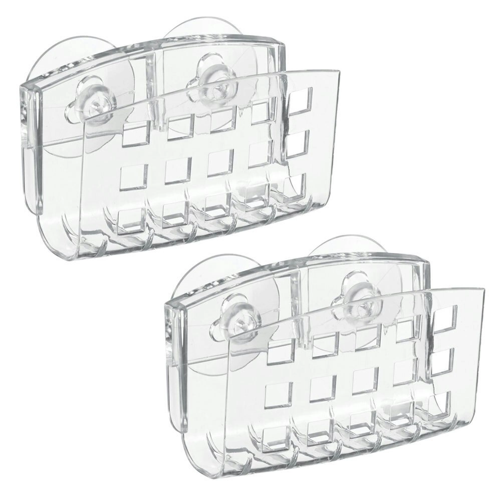 2x Idesign Classic Dual Suction Soap Cradle 10cm Organiser Holder Storage Clear