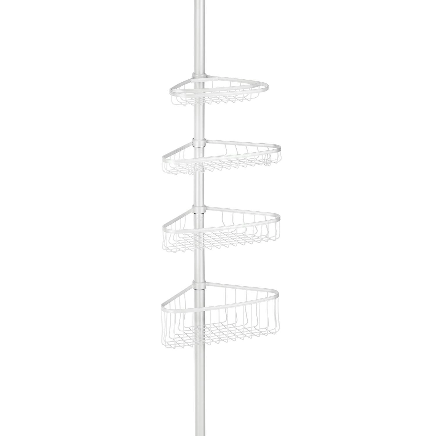 Idesign York Tension Adjustable Corner Shower Bathroom Wire Caddy White 59.6cm