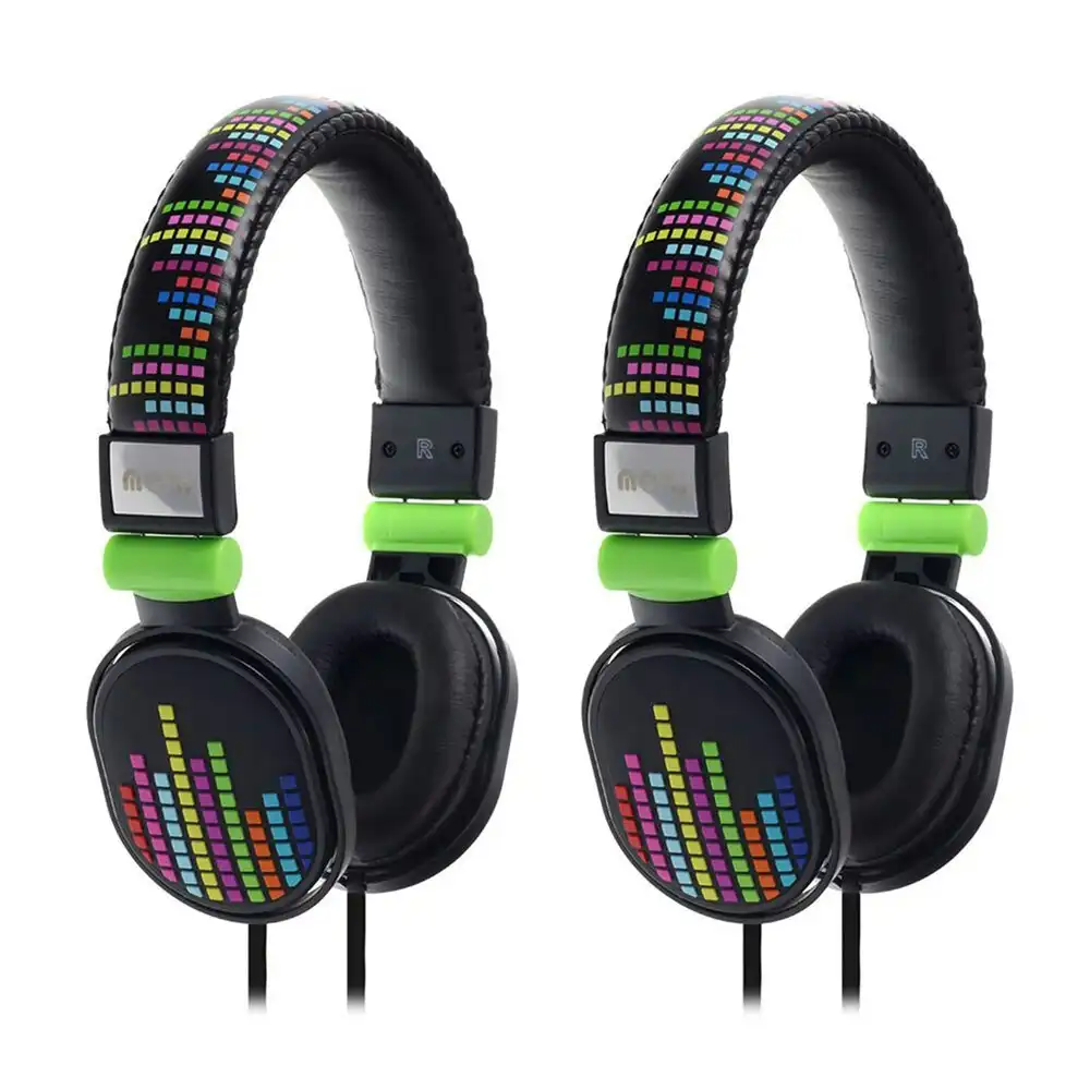 2PK Moki Popper Children/Kids Headphones Over Ear Cup Stereo Headband Levels BLK