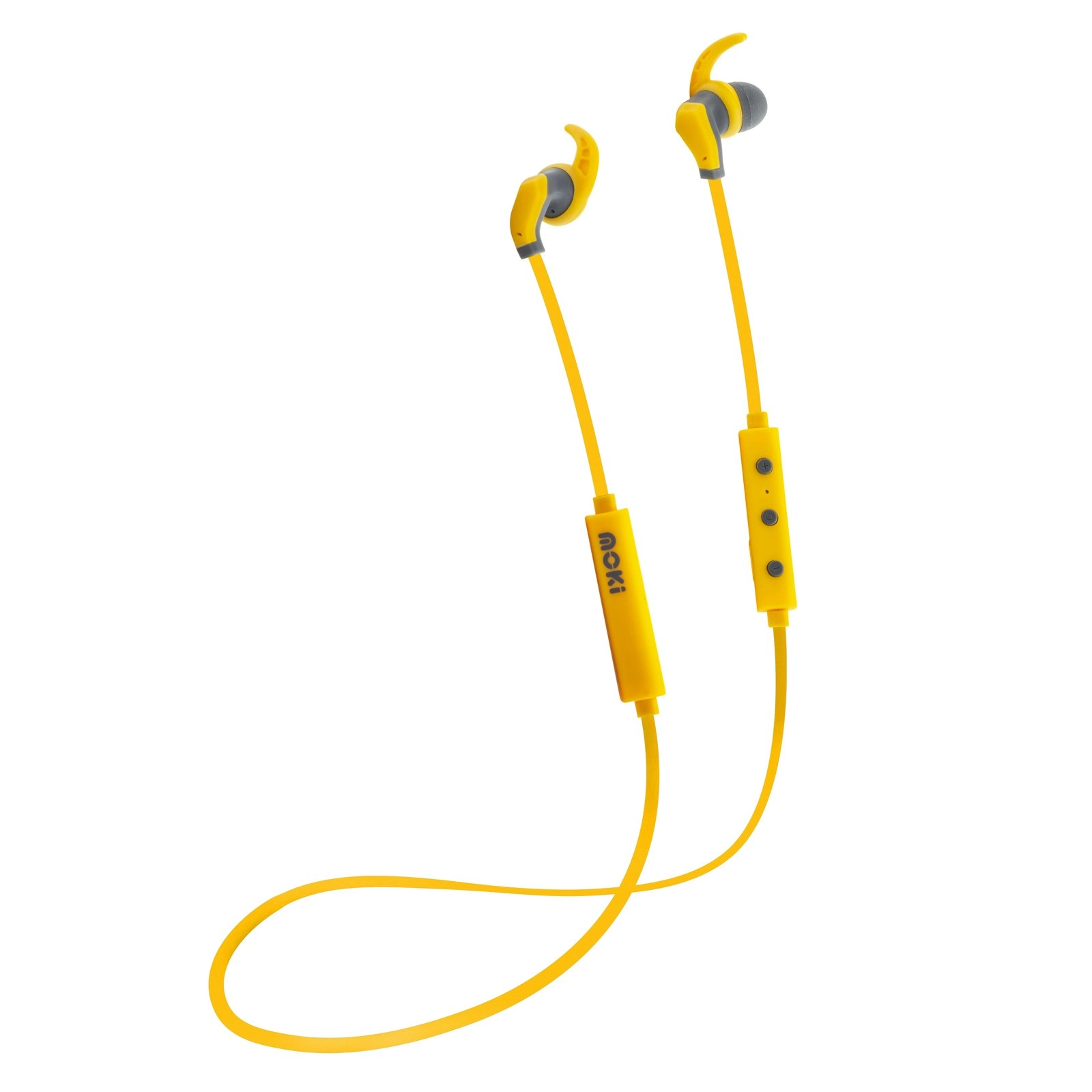 Moki Rechargeable Hybrid Wireless/Bluetooth Headphones/Earphones w/ Mic Yellow