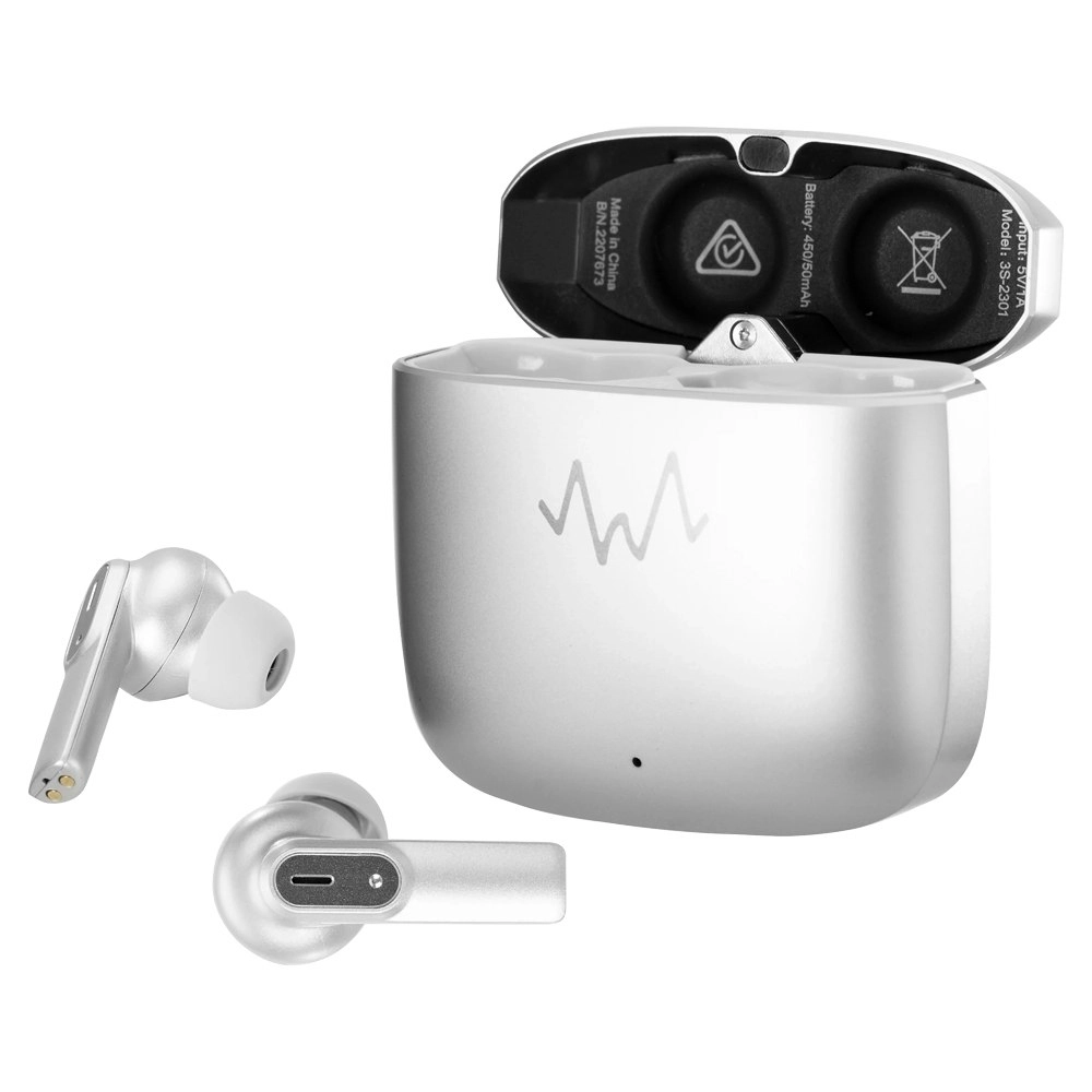 Wave Audio ENC Immersive Pro True Wireless Earbuds BT Earphones For Phone Silver