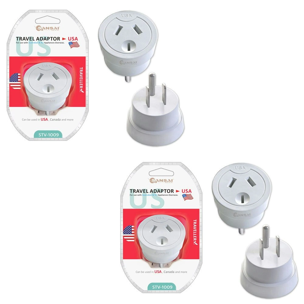 2PK Sansai Australia/NZ Travel Adaptor STV-1009 240V f/ US/USA/Canada/Overseas