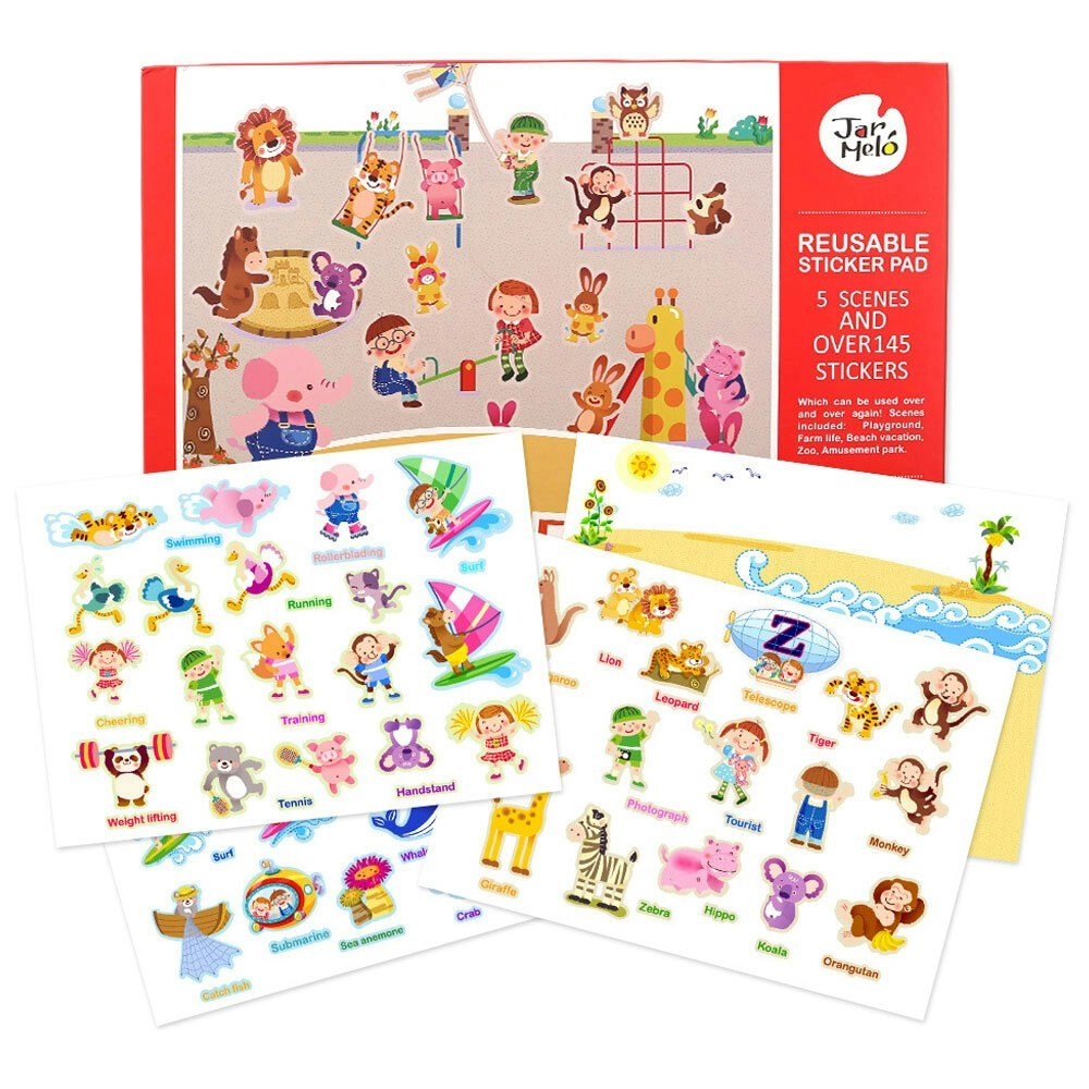 Jar Melo Reusable Stickers Pad Set City Park/Playground Scenes Sheets Kids 3y+