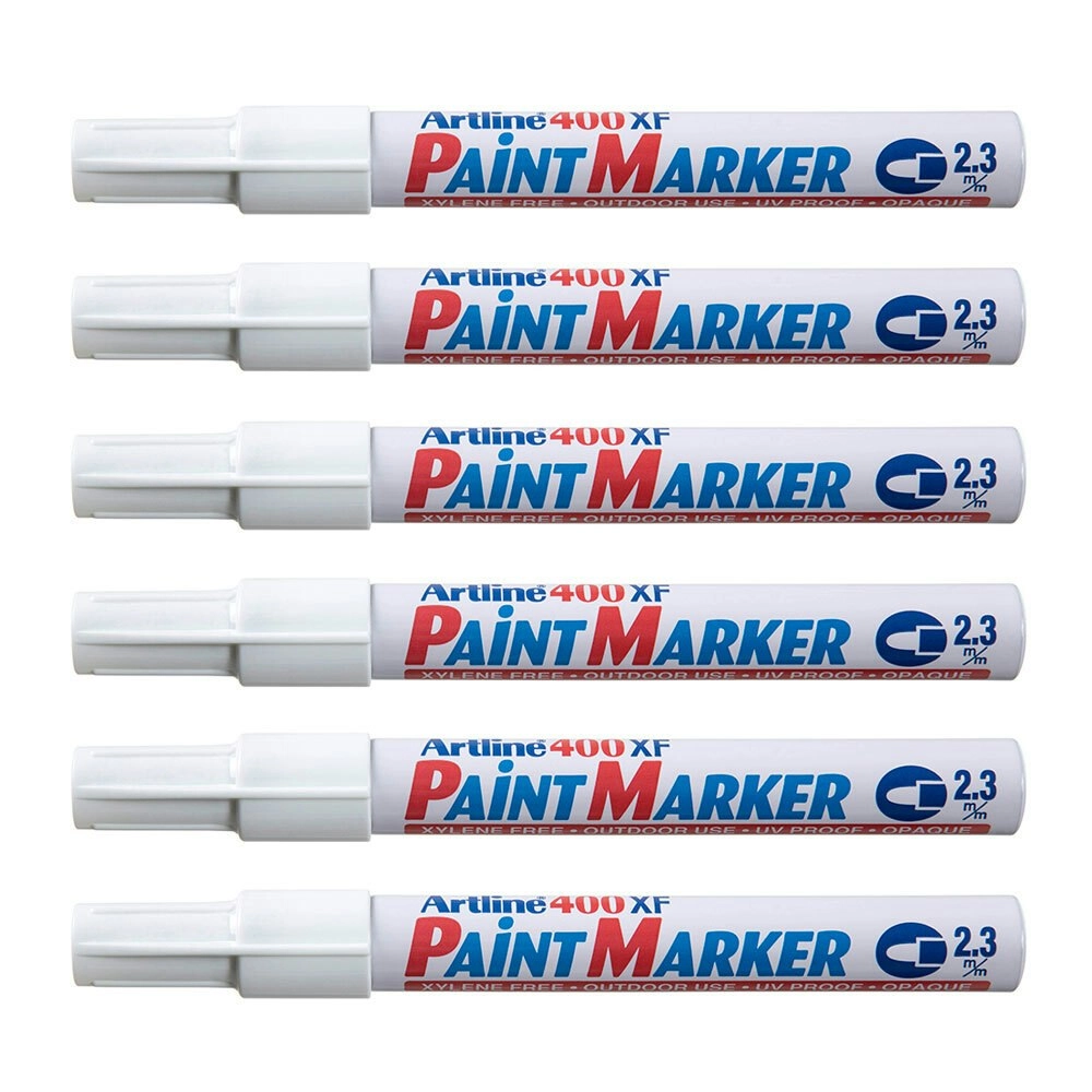 12PK Artline 400 Permanent Paint Marker 2.3mm Bullet Nib - White