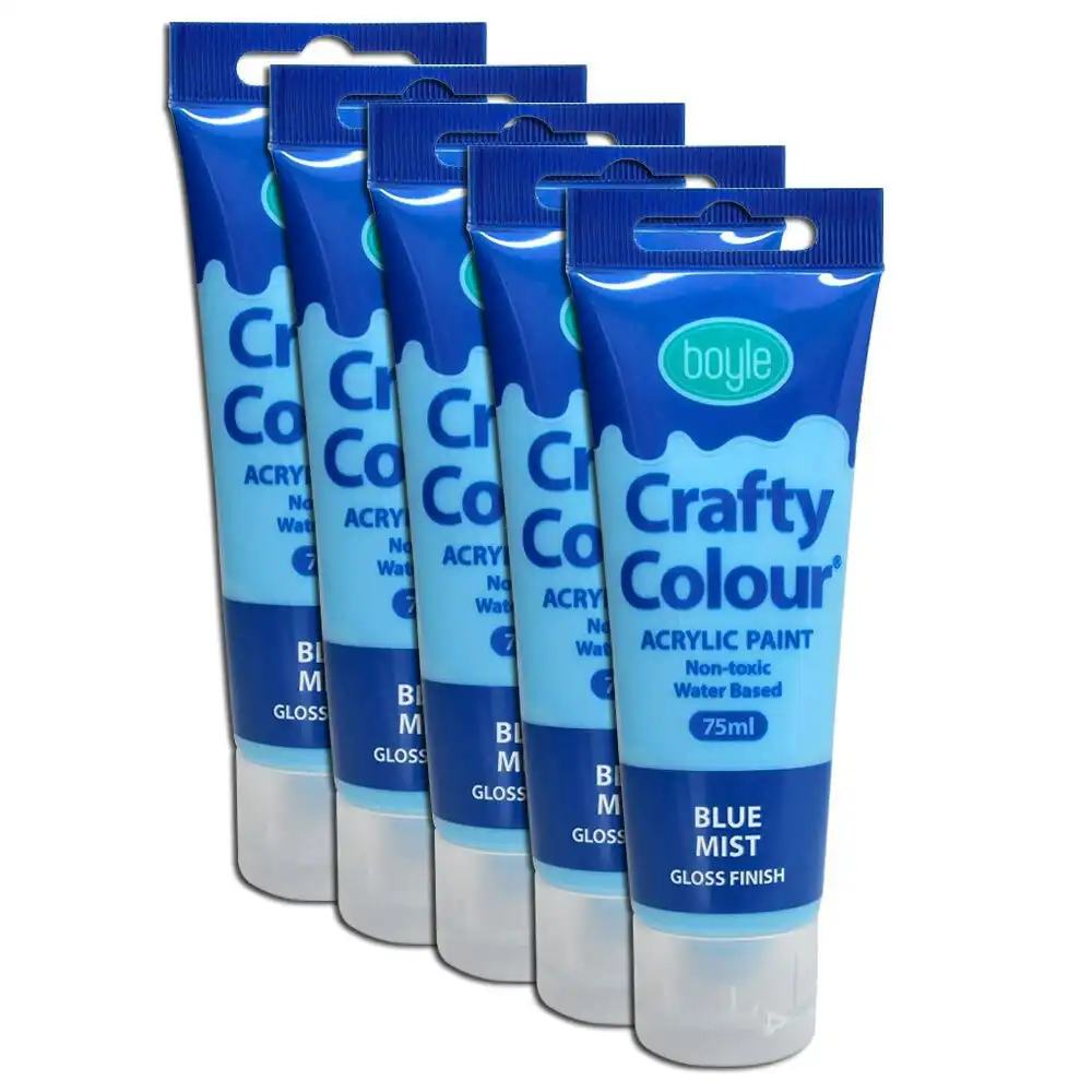 5x Crafty Colour Art/Craft 75ml Non-Toxic Acrylic Paint Tube Gloss Finish