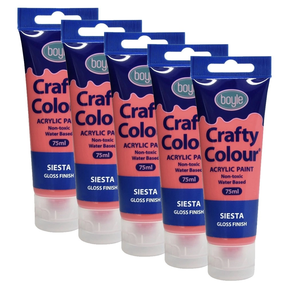 5x Crafty Colour Water-Based 75ml Acrylic Paint Art/Craft Non-Toxic Gloss Siesta