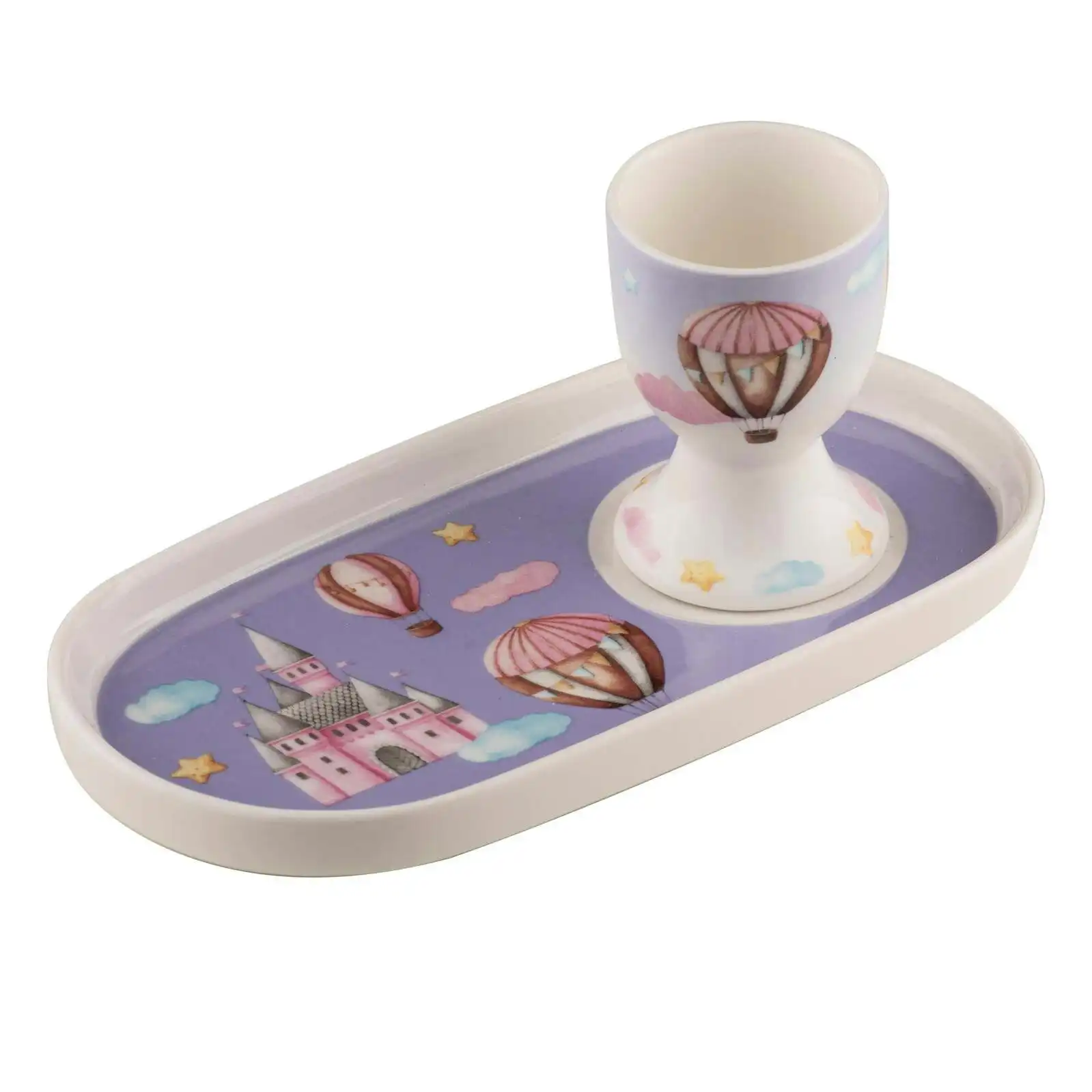 Ashdene Up In The Sky Soldier Kids New Bone China Egg Cup/Snack/Dinner Plate Set
