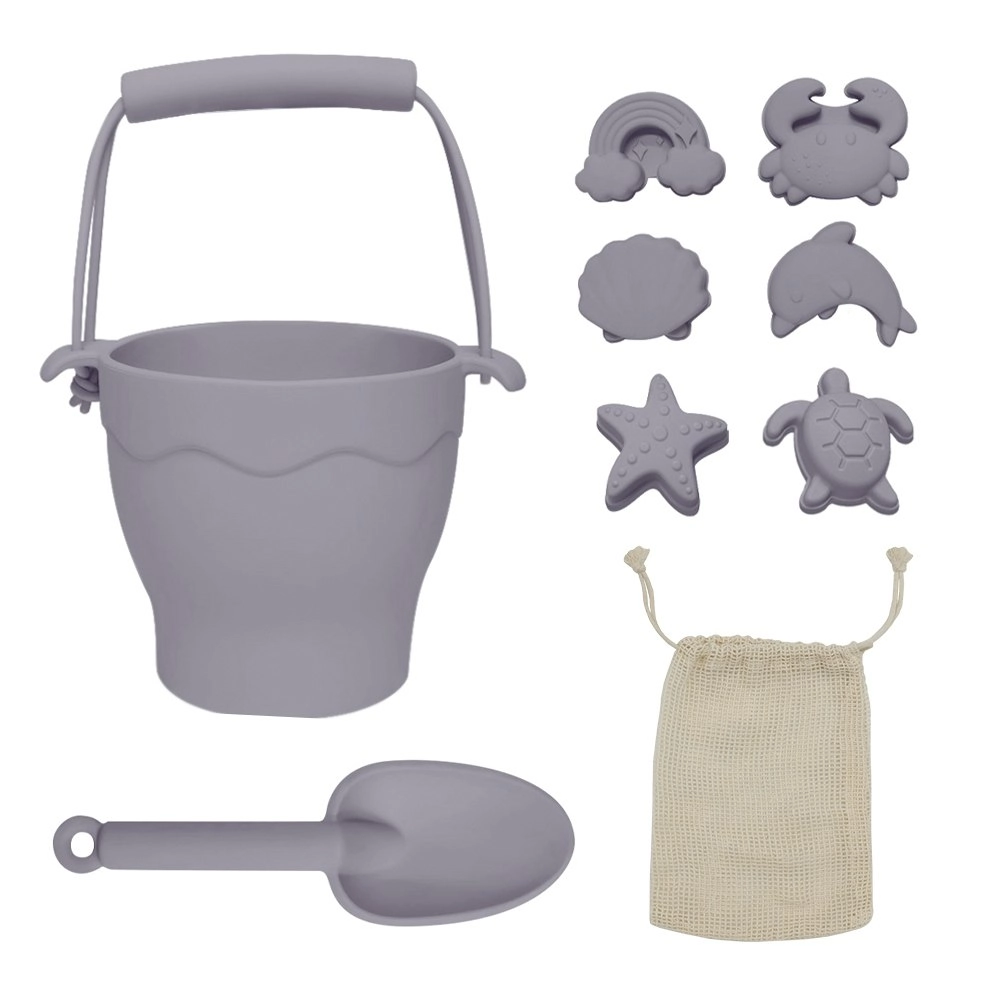 8pc Playground Silicone Bucket/Spade/Moulds Kids Beach/Sandpit Toy Set Lilac 3+