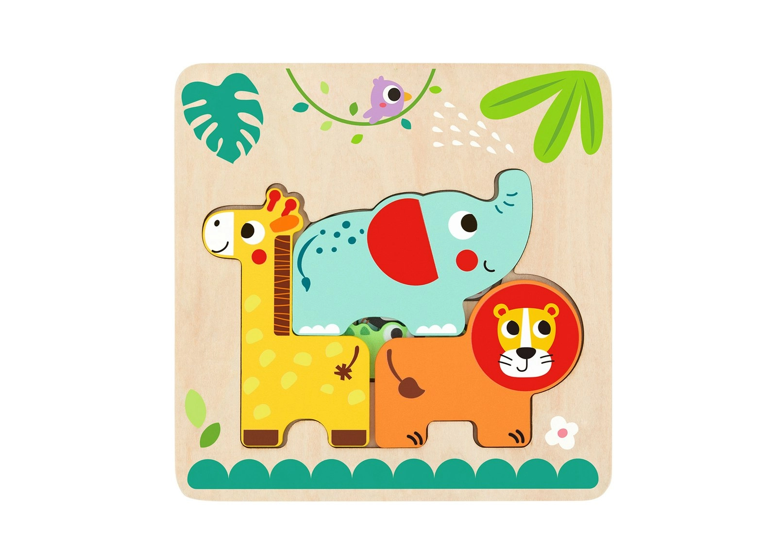 Tooky Toy Multi-Layered Wooden Children's/Kids Jungle Animal Toy Puzzle 12m+