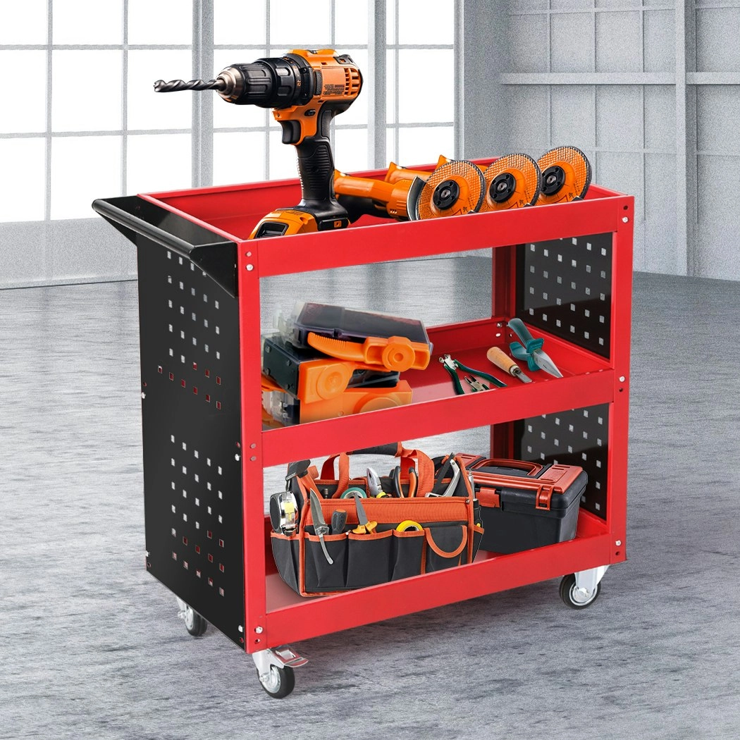 Traderight Portable Tool Trolley Cart Workshop Trolly Red  150KG Maxload