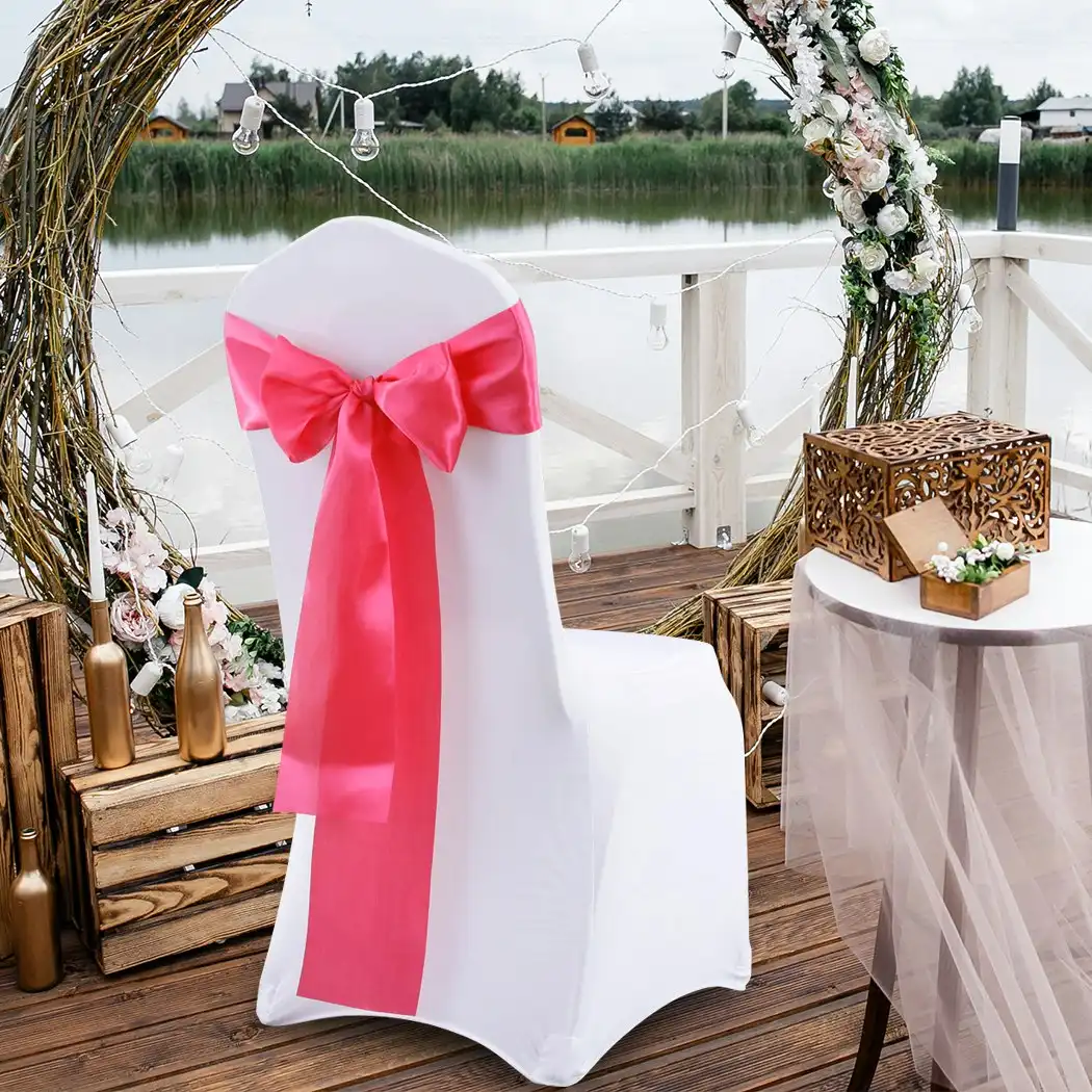 Traderight Group  50x Satin Chair Sashes Cloth Cover Wedding Party Event Decoration Table Runner (ED0911-50-MA)