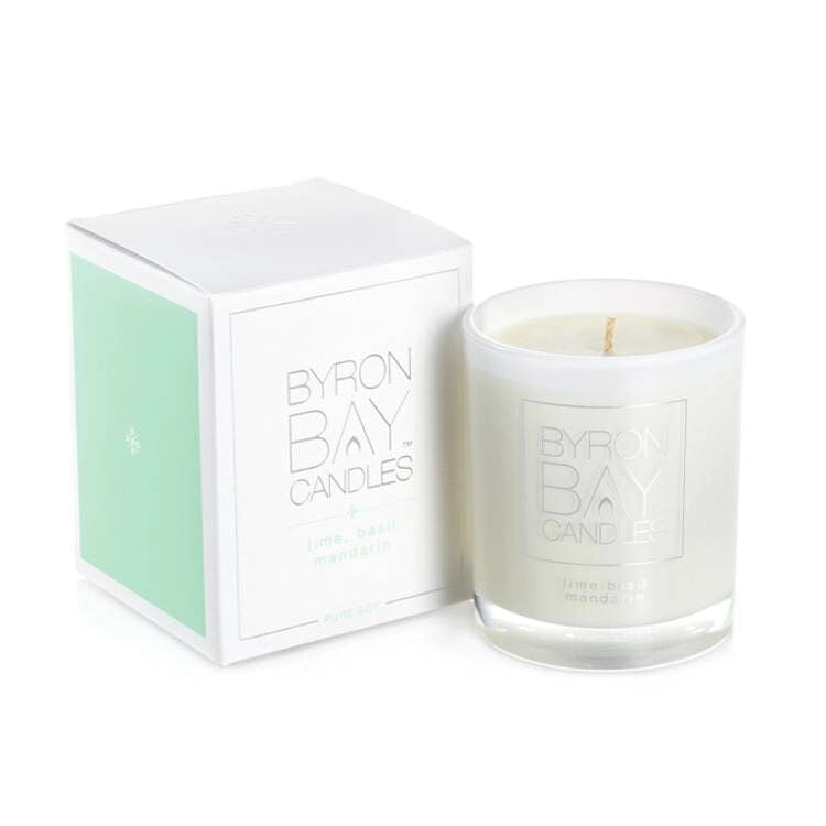 Byron Bay Candles | Large 50 Hour Scented Pure Soy Candle - Lime, Basil & Mandarin