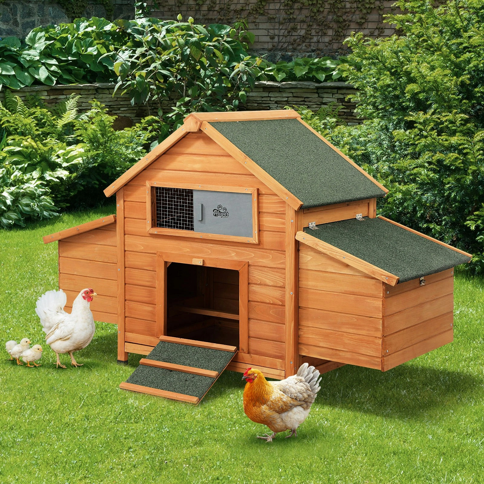 Alopet Chicken Coop Rabbit Hutch House Run Cage Wooden Outdoor Pet Hutch