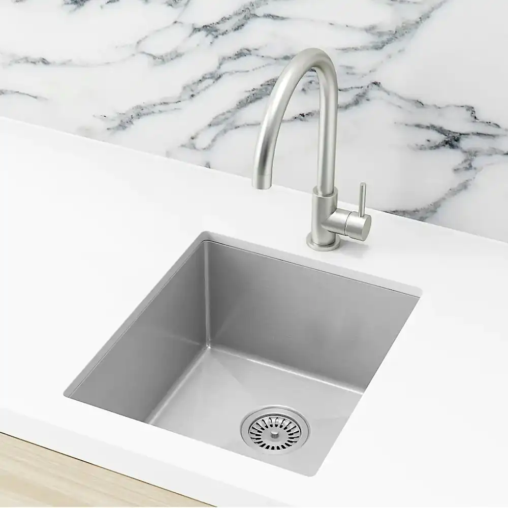 Meir Single Bowl PVD Kitchen Sink 380mm Brushed Nickel MKSP-S380440-NK