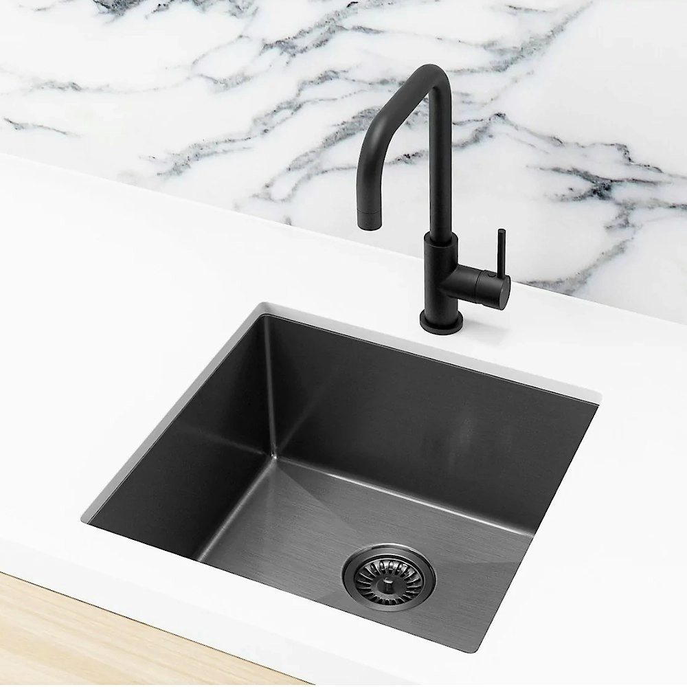 Meir Single Bowl PVD Kitchen Sink 450mm Brushed Gun Metal MKSP-S450450X-PVDGM.