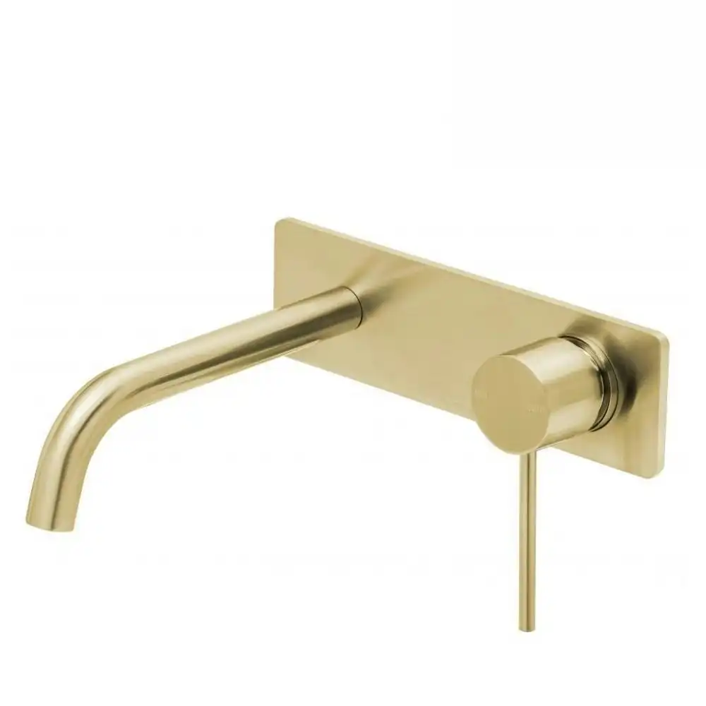 Phoenix Vivid Slimline Wall Basin Mixer Set 230mm Curved Brushed Gold VS7830-12