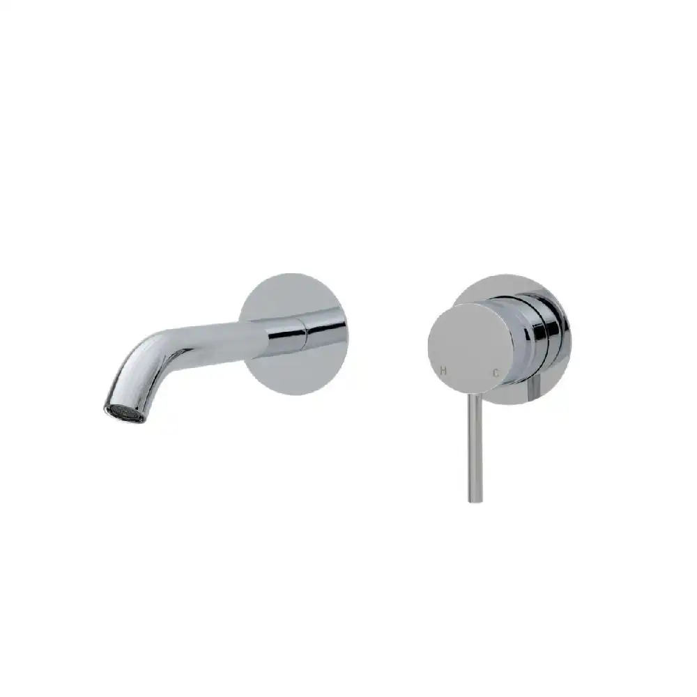 Fienza Kaya Wall Basin/ Bath Mixer Set Round Plate 160mm Outlet Chrome 228104