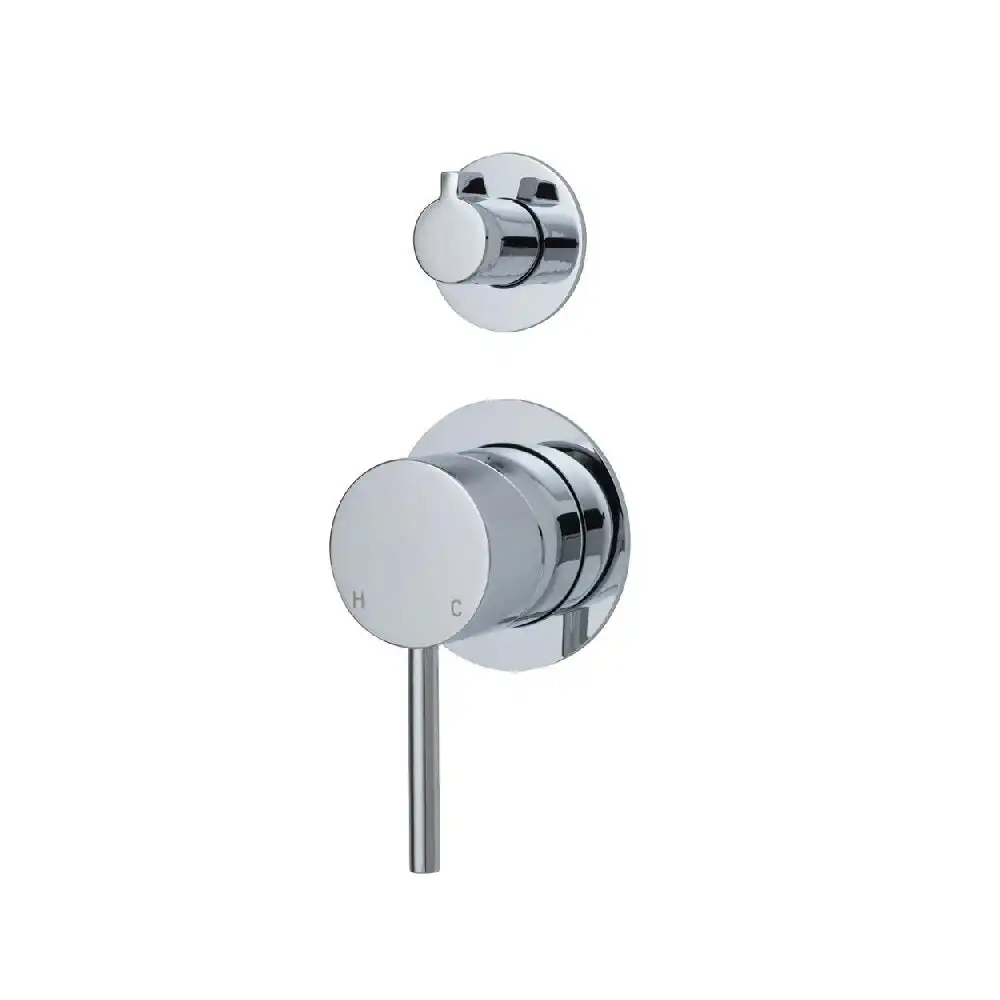 Fienza Kaya Wall Diverter Mixer, Small Round Plate Chrome 228102-4