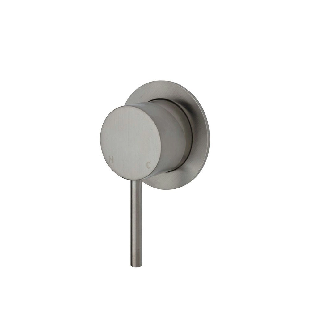 Fienza Kaya Wall Mixer Small Round Plate Brushed Nickel 228101BN