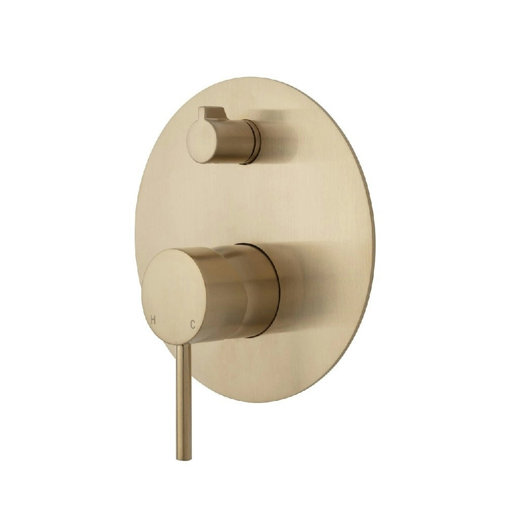 Fienza Kaya Wall Diverter Mixer, Large Round Plate Urban Brass 228102UB