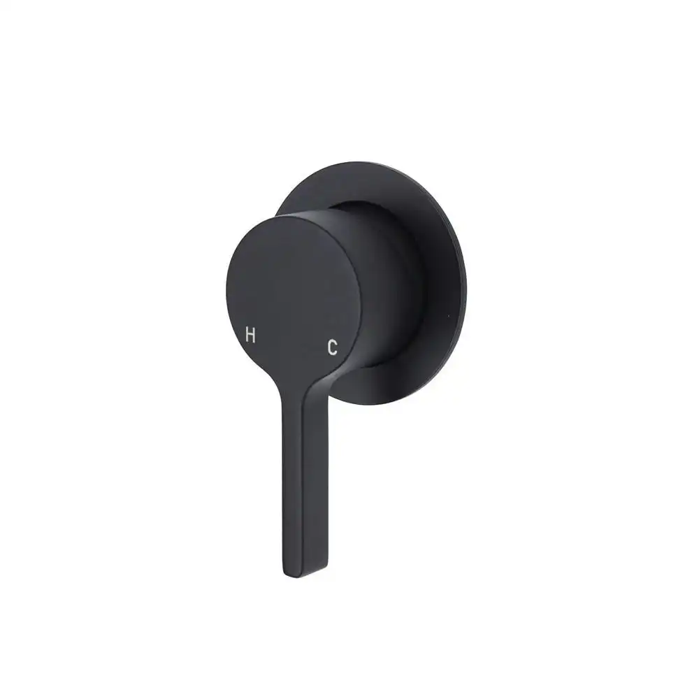 Fienza Sansa Wall Mixer Small Round Plate Matte Black 229101B