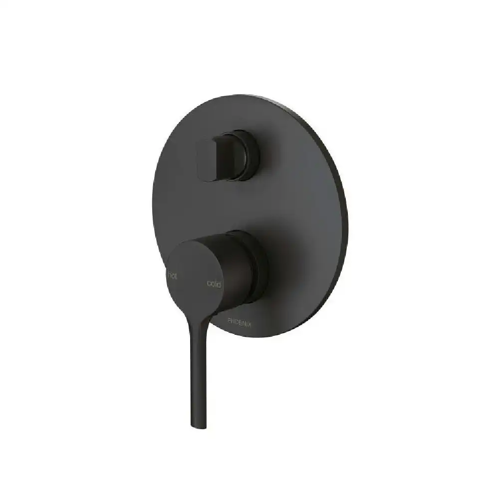 Phoenix Vivid Slimline Oval Shower / Bath Diverter Mixer Matte Black VV791 MB