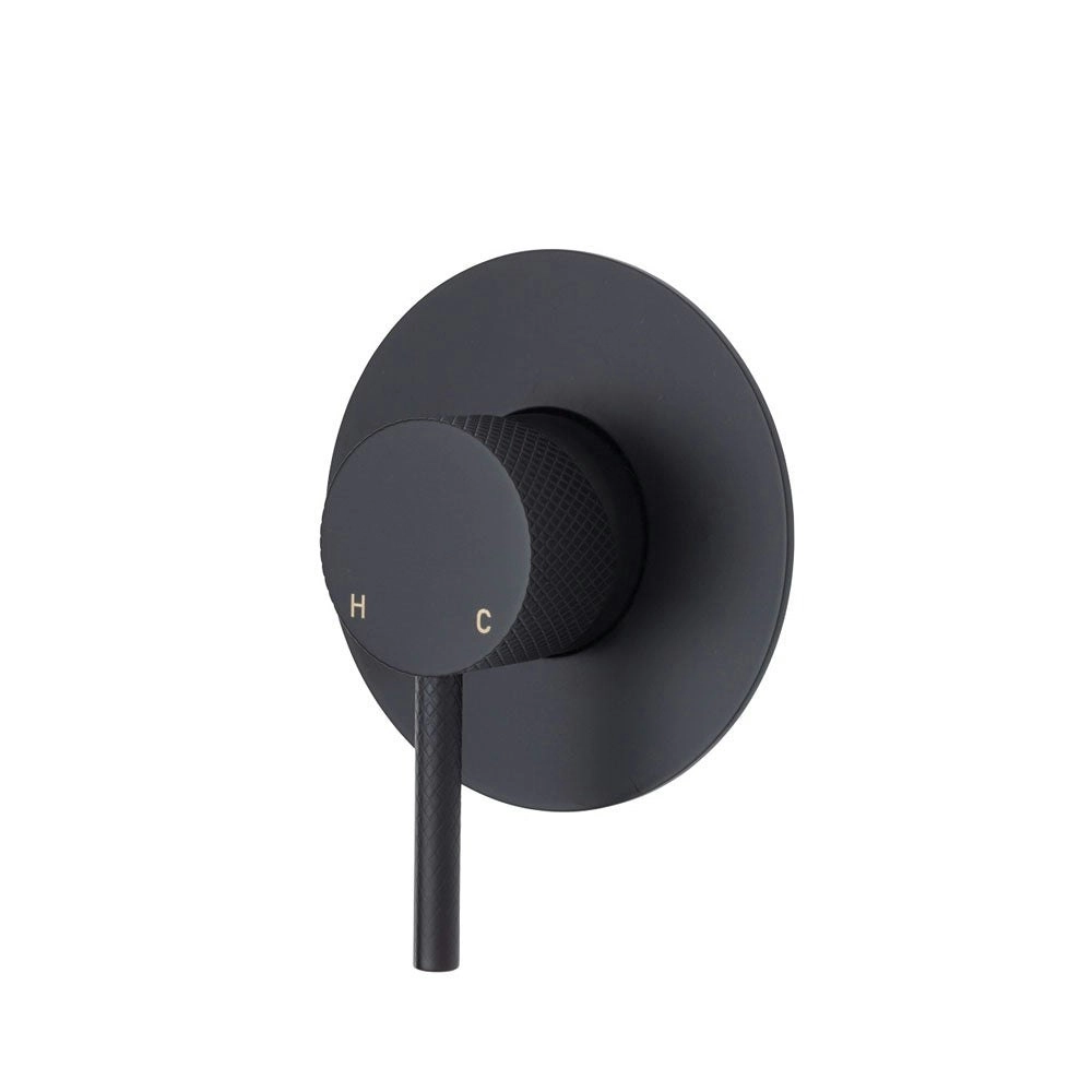 Fienza Axle Wall Mixer Large Round Plate Matte Black 231101B-3