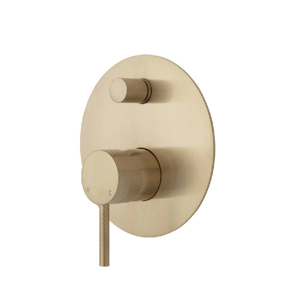 Fienza Axle Wall Diverter Mixer Large Round Plate Urban Brass 231102UB