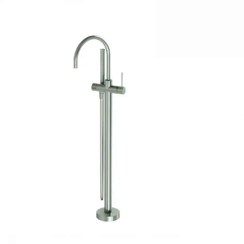 Phoenix Vivid Slimline Floor Mounted Bath Mixer with Hand Shower Brushed Nickel VS7451-40