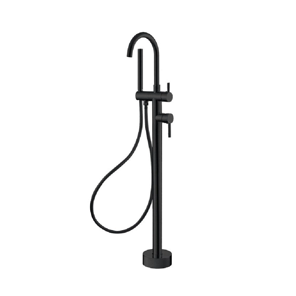 Fienza Hustle Floor Standing Mixer with Shower Head Matte Black 213113B