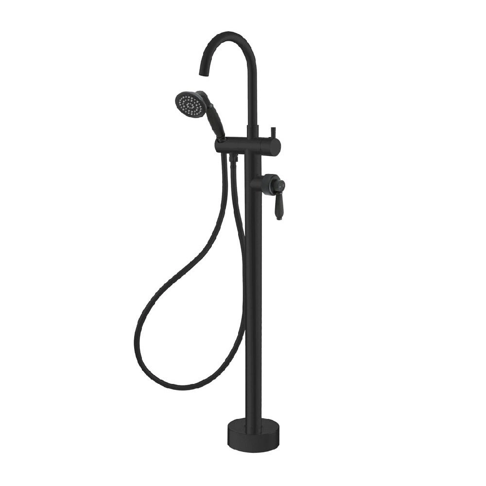 Fienza Eleanor Floor Mixer & Shower Matte Black with Matte Black Handle 202113BL