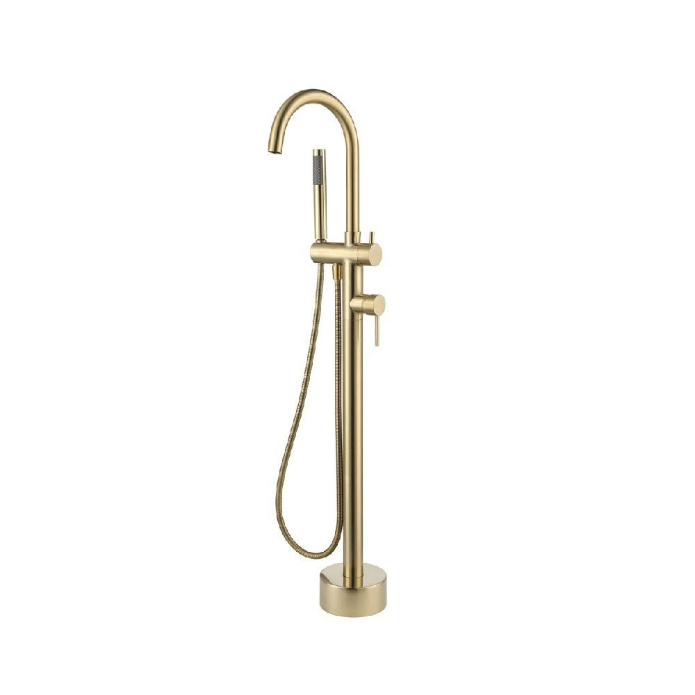 Fienza Kaya Floor Mounted Bath Mixer with Hand Shower Urban Brass 213113UB