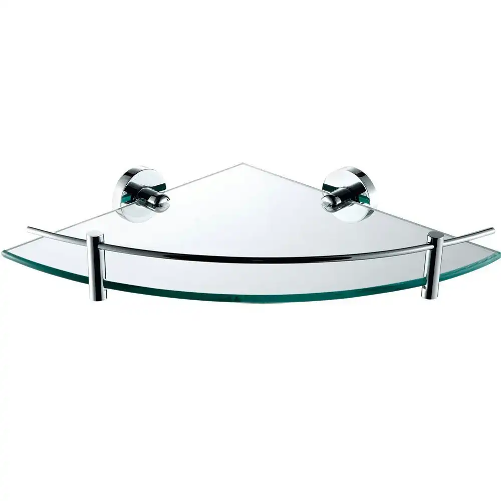 Fienza Michelle Corner Glass Shelf 250mm x 250mm Chrome 82714