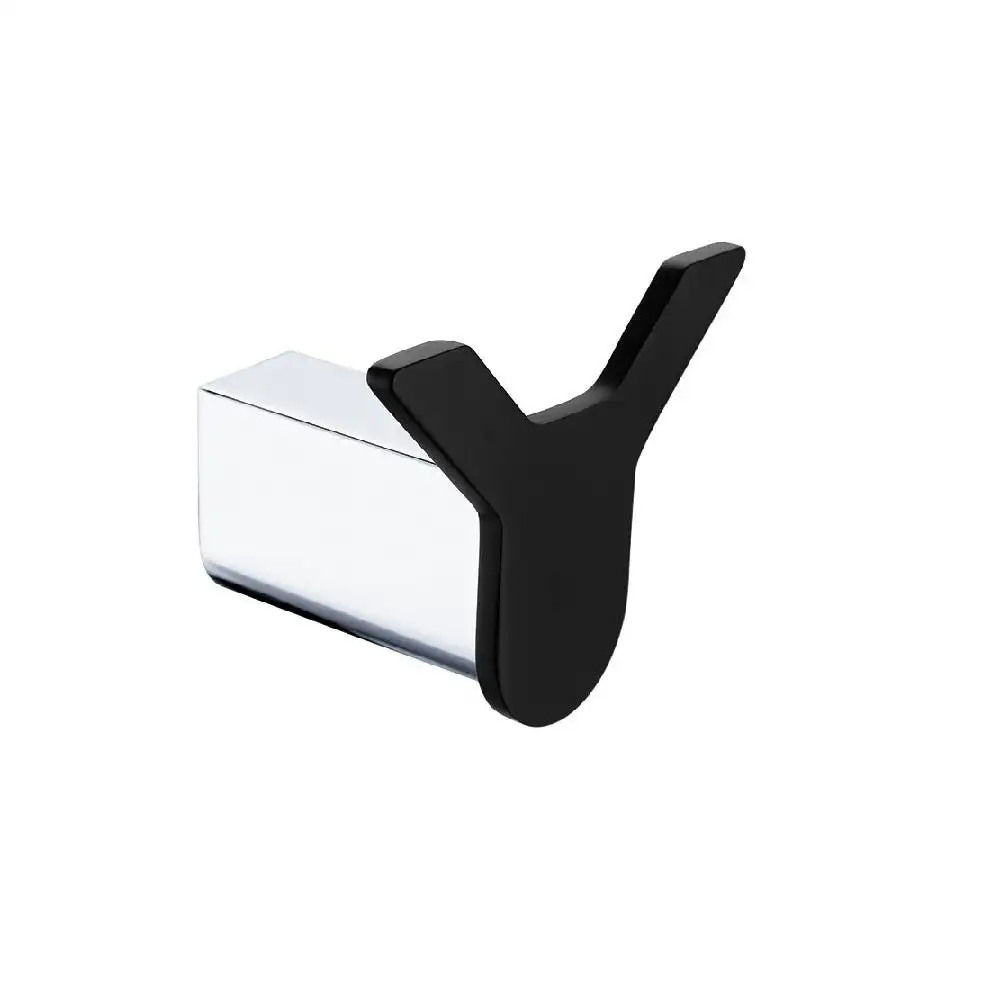 Fienza Lincoln Double Robe Hook Chrome/ Matte Black 86004B