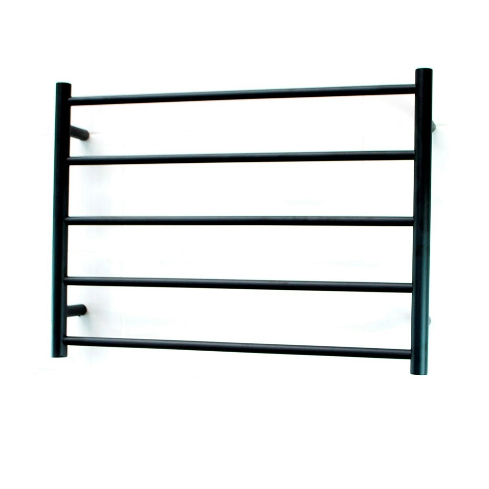 Radiant Matte Black 750 x 550mm Round Heated Towel Rail (Left Wiring) BRTR03LEFT