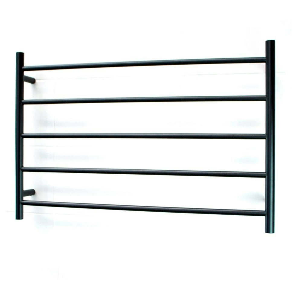 Radiant Matte Black 950 x 600mm Round Heated Towel Rail (Left Wiring) BRTR07LEFT