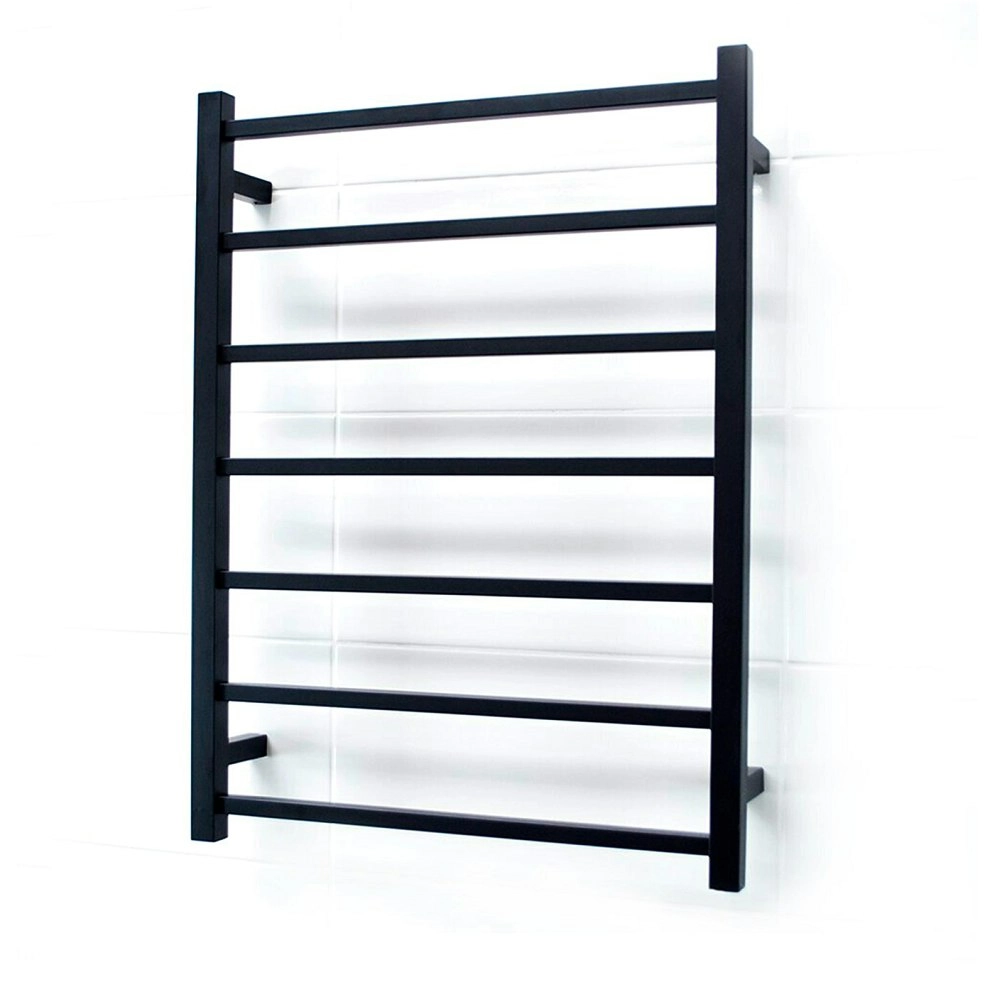 Radiant Matte Black 600 x 800mm Square Heated Towel Rail (Left Wiring) BSTR01LEFT