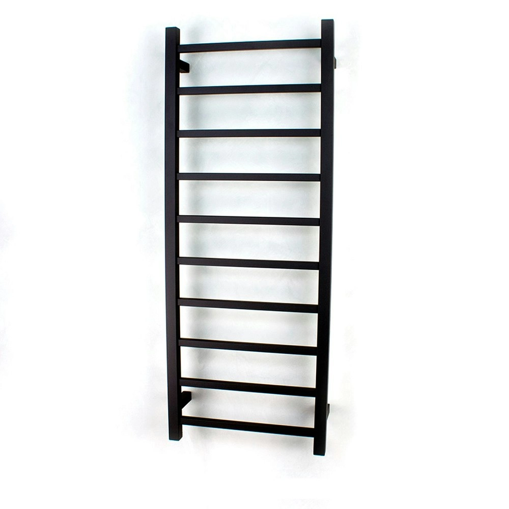 Radiant Matte Black 430 x 1100mm Square Heated Towel Rail (Left Wiring) BSTR430LEFT